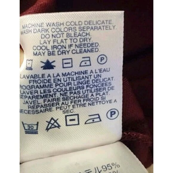 Land's End Stretchy Top Women Size 14-16 Burgundy Half Sleeve Pullover - Picture 9 of 9